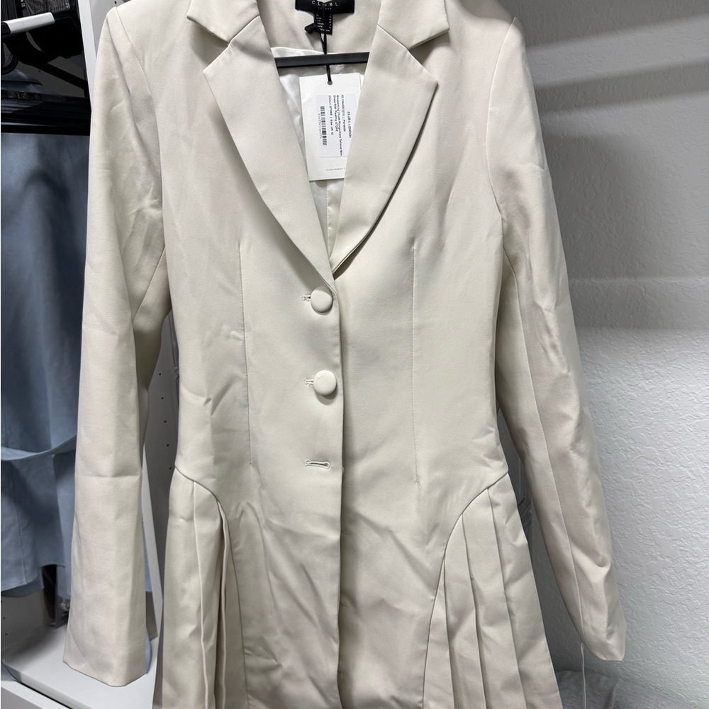 Club L London Cream Blazer Coat